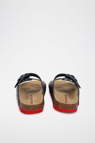 Mules em couro Ibiza Azul