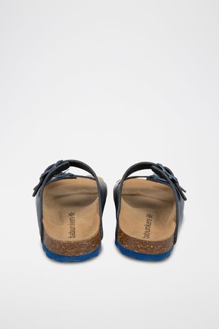 Mules em couro Ibiza Azul