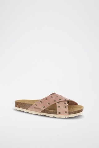 Mules em couro 
Rosa-velho