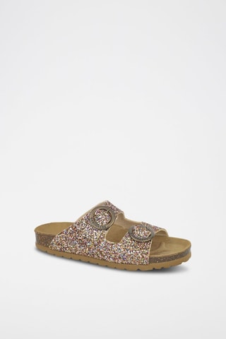 Mules em couro 
Dourado