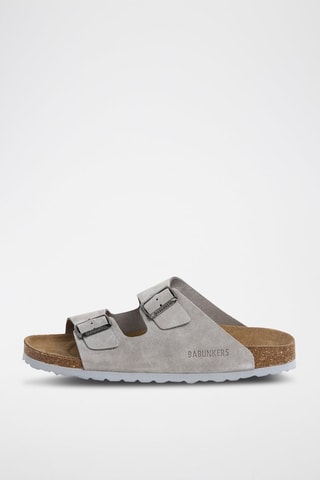 Mules em nobuck - Cinzento