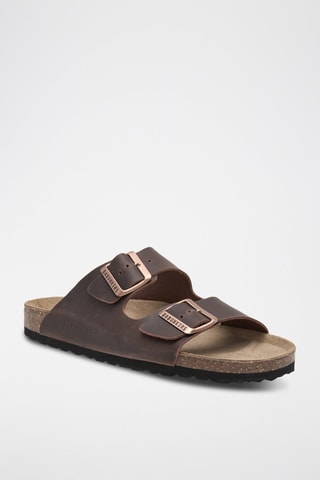 Mules em couro - Castanho