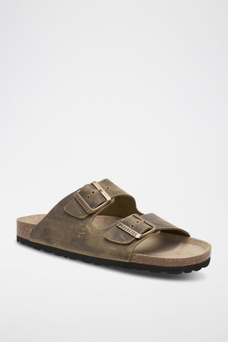 Mules em couro - Caqui