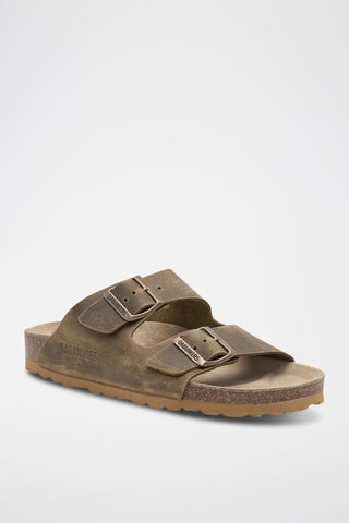 Mules em couro - Caqui