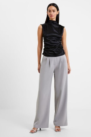 Top satinado plisado Rosita - Negro