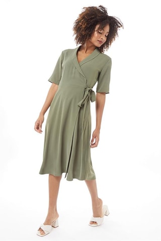 Vestido cruzado Shawl - Caqui