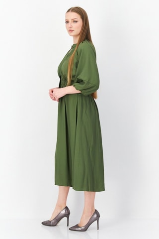 Vestido camisero Pleat - Caqui