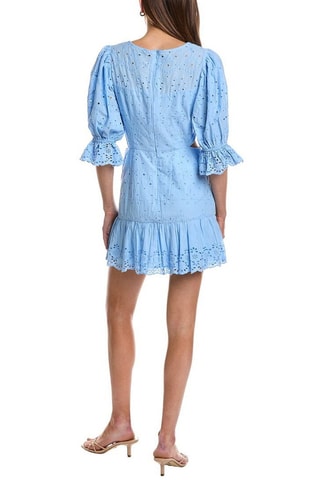 Vestido recto con bordado inglés Cilla - Azul claro