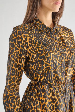 Robe chemise Leopard - Marron