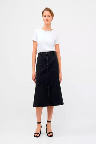 Falda midi vaquera Denver - Negro