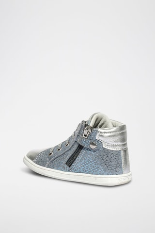 Zapatillas altas de piel Snorky - Celeste y plateado