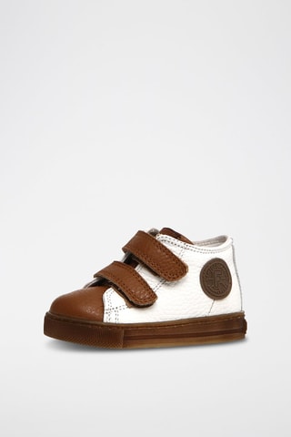 Zapatillas altas de piel bovina - Blanco y marrón