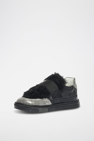 Zapatillas de piel Baby Glitter - Negro
