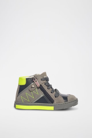 Zapatillas altas de piel Baby Glitter - Negro y beige