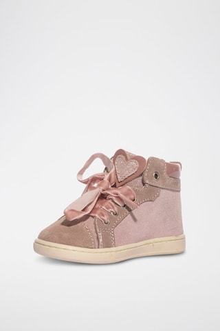 Botines de piel Baby Like - Rosa y plateado