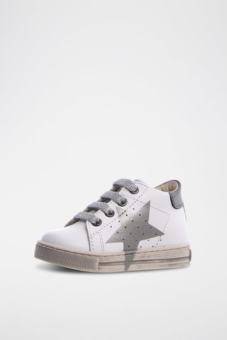 Zapatillas de piel - Blanco y gris