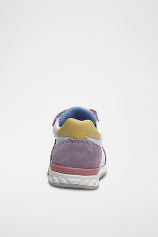 Zapatillas altas de piel nobuk - Blanco y rosa