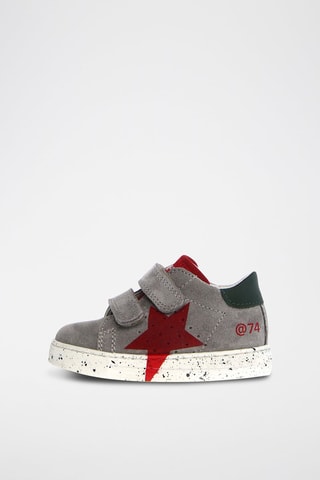 Zapatillas de piel bovina Salazar - Gris y rojo