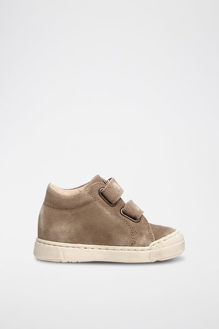 Zapatillas de piel bovina - Topo y blanco