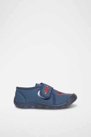 Slip-on Slippers - Azul marino y rojo