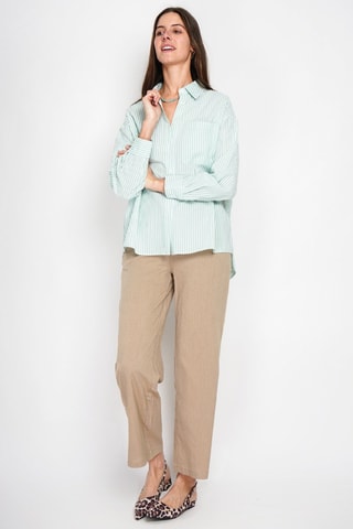 Camicia in lino - Bianco e verde