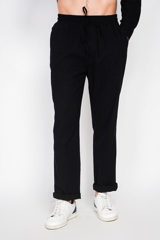 Pantaloni straight in lino - Nero