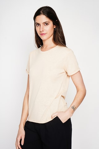 T-shirt in lino - Marrone