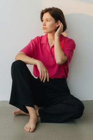 Blusa in lino - Fucsia