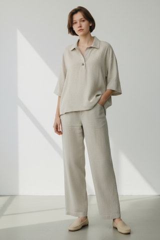 Blusa in lino - Beige