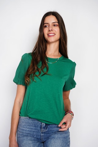 T-shirt in lino - Verde