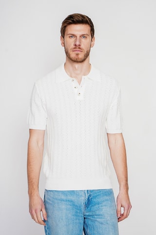 Polo in cotone bio e lino - Bianco