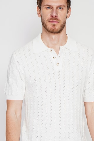 Polo in cotone bio e lino - Bianco