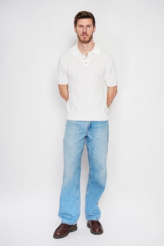 Polo in cotone bio e lino - Bianco