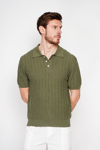 Polo in cotone bio e lino - Kaki