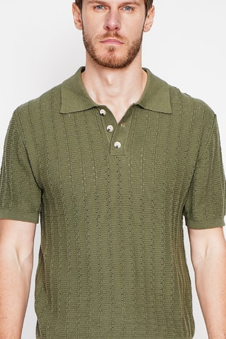 Polo in cotone bio e lino - Kaki