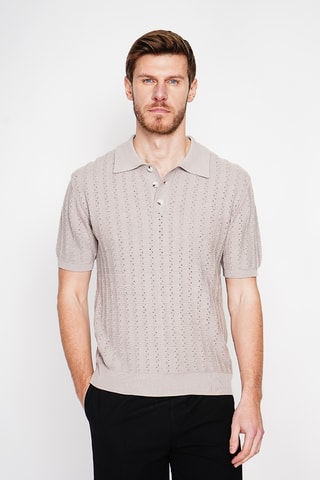Polo in cotone bio e lino - Beige