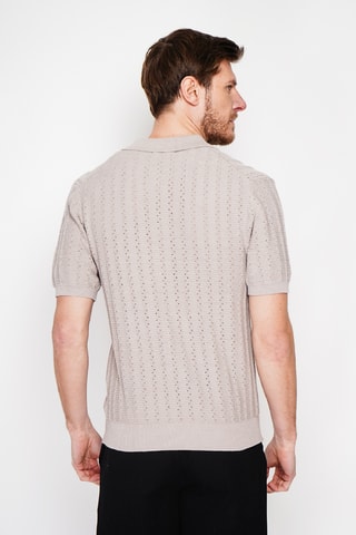 Polo in cotone bio e lino - Beige
