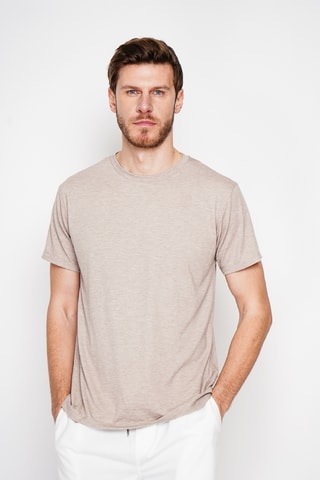 T-shirt in lino - Beige