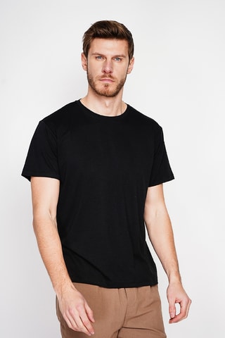 T-shirt in lino - Nero