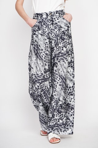 Pantaloni wide legs in lino - Nero