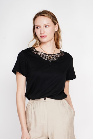 T-shirt in lino - Nero