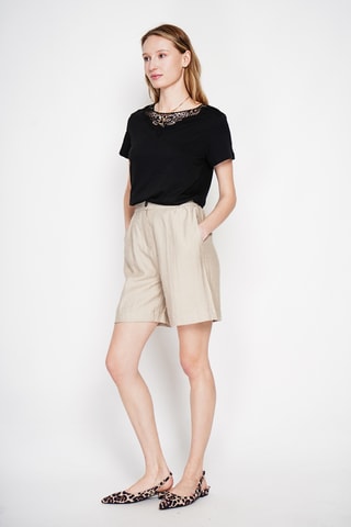 T-shirt in lino - Nero