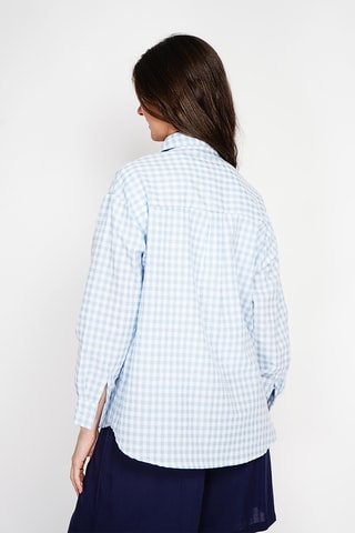 Camicia oversize in lino - Azzurro