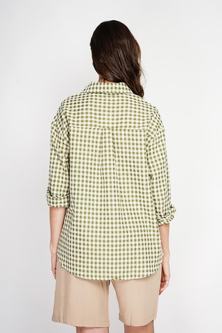 Camicia oversize in lino - Kaki