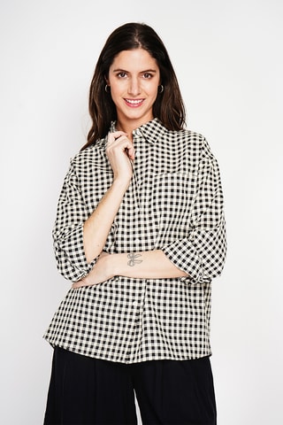 Camicia oversize in lino - Nero