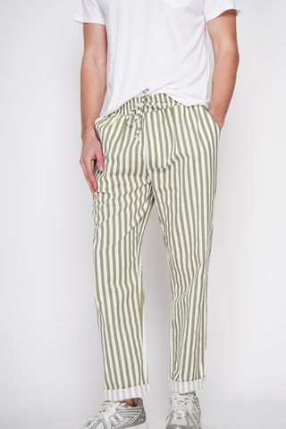 Pantaloni straight in lino - Kaki