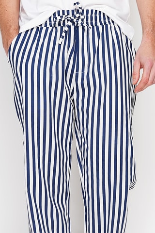 Pantaloni straight in lino - Navy