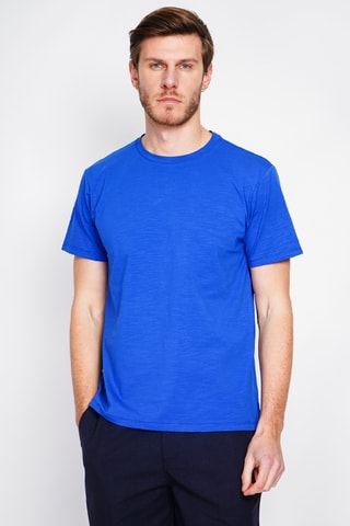 T-shirt in lino - Blu