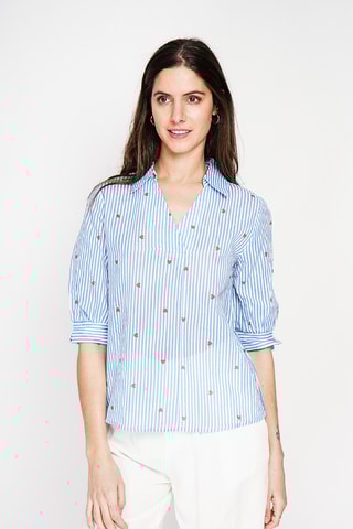 Blusa in lino - Blu