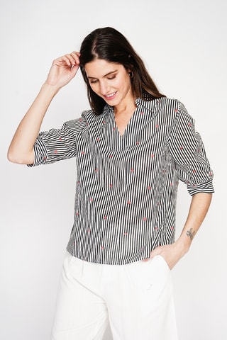 Blusa in lino - Nero